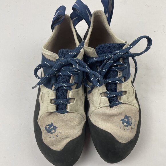 Evolv Skyhawk Rock Climbing Shoes Womens Size 8.5 BLK Blue Cream Leather Lace Up - Picture 6 of 12
